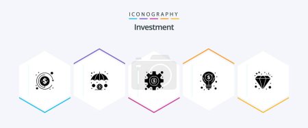 Illustration for Investment 25 Glyph icon pack including . jewel. money. investment. dollar - Royalty Free Image