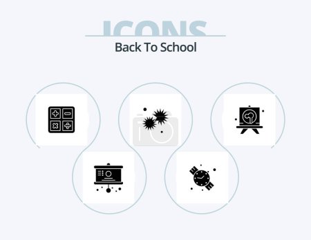 Ilustración de Back To School Glyph Icon Pack 5 Icon Design. panting. star. calculate. day. shine - Imagen libre de derechos
