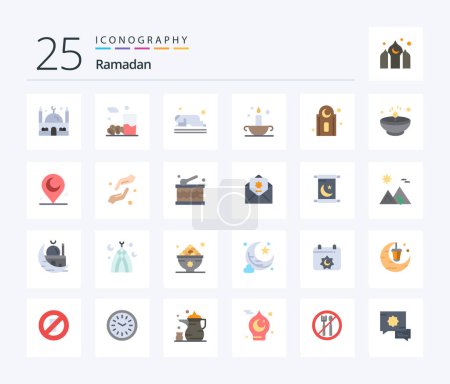 Illustration for Ramadan 25 Flat Color icon pack including mosque. islam. islam. antique. ramadan - Royalty Free Image