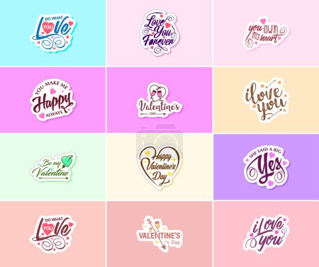 Téléchargez les illustrations : Valentine's Day: A Time for Romance and Creative Expression Stickers - en licence libre de droit