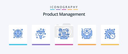 Illustration for Product Management Blue 5 Icon Pack Including goods. branding. product. best quality. consultant. Creative Icons Design - Royalty Free Image
