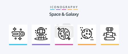 Illustration for Space And Galaxy Line 5 Icon Pack Including astronomy. moon. space. astronomy. robot. Creative Icons Design - Royalty Free Image