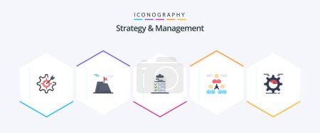 Illustration for Strategy And Management 25 Flat icon pack including group. connect. achievement. file. task - Royalty Free Image