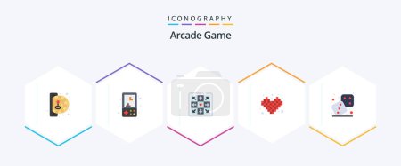 Ilustración de Arcade 25 Flat icon pack including dices. tetris. play. play. competition - Imagen libre de derechos