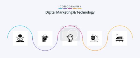 Ilustración de Digital Marketing And Technology Glyph 5 Icon Pack Including bullet. nature. artifical. power. energy - Imagen libre de derechos