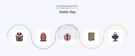 Illustration for Easter Line Filled Flat 5 Icon Pack Including boiled. easter. egg. bybel. nature - Royalty Free Image