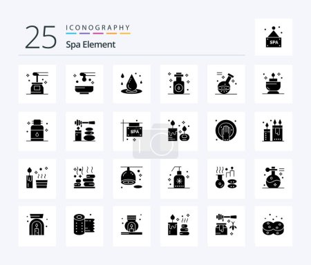 Illustration for Spa Element 25 Solid Glyph icon pack including spa. game. spa. element. oil - Royalty Free Image
