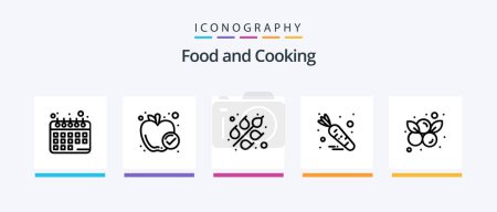 Téléchargez les illustrations : Food Line 5 Icon Pack Including spaghetti. food. carrot. raspberry. food. Creative Icons Design - en licence libre de droit