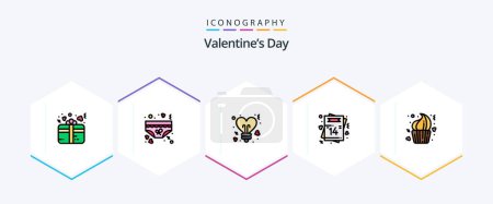 Téléchargez les illustrations : Valentines Day 25 FilledLine icon pack including romantic. love. romance. invite. valentines - en licence libre de droit