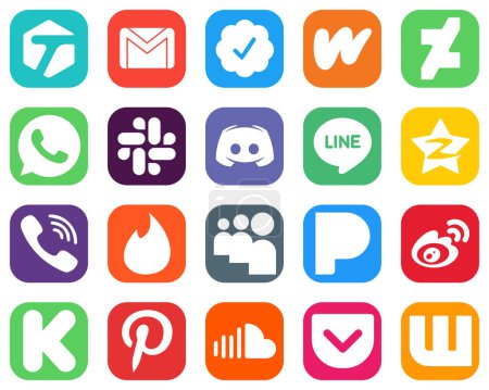 Illustration for 20 Versatile Social Media Icons such as qzone. whatsapp. line and text icons. Modern Gradient Icon Set - Royalty Free Image