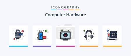 Illustration for Computer Hardware Line Filled 5 Icon Pack Including power. electronics. cam. hardware. computer. Creative Icons Design - Royalty Free Image