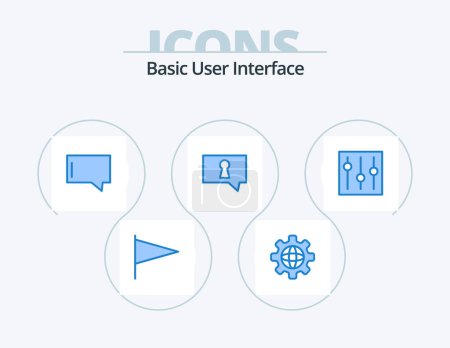 Illustration for Basic Blue Icon Pack 5 Icon Design. . setting. message. interface. basic - Royalty Free Image