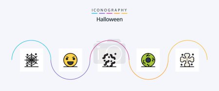 Illustration for Halloween Line Filled Flat 5 Icon Pack Including cross. horror. halloween. halloween. eye - Royalty Free Image