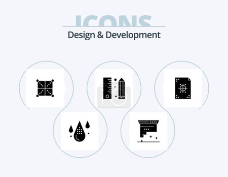 Illustration for Design and Development Glyph Icon Pack 5 Icon Design. development. coding. development. rule. development - Royalty Free Image