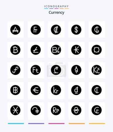Illustration for Creative Currency 25 Glyph Solid Black icon pack  Such As currency.. finance. rican. costa - Royalty Free Image