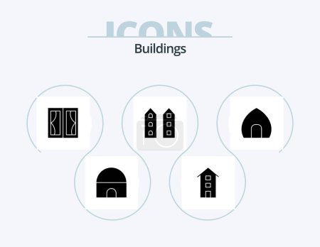 Ilustración de Buildings Glyph Icon Pack 5 Icon Design. historical building. building. house. antique building. shops - Imagen libre de derechos