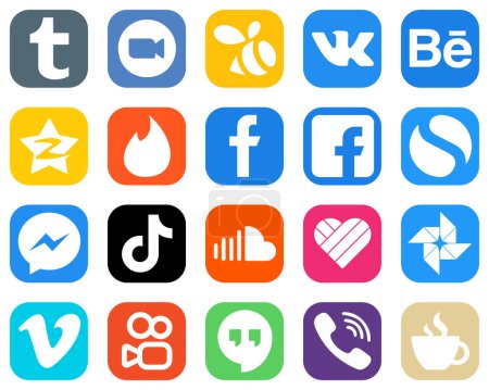 Illustration for All in One Social Media Icon Set 20 icons such as facebook. simple. qzone and facebook icons. Gradient Icon Pack - Royalty Free Image