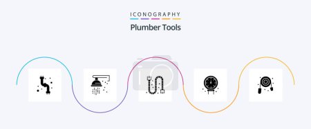 Ilustración de Plumber Glyph 5 Icon Pack Including mechanical. plumbing. construction. plumber. gauge - Imagen libre de derechos