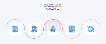Illustration for Coffee Shop Blue 5 Icon Pack Including cafe. drink. umbrella. machine. coffee - Royalty Free Image
