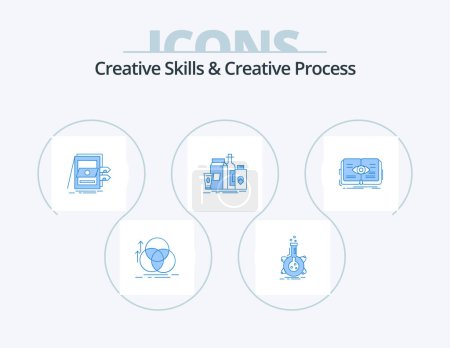 Ilustración de Creative Skills And Creative Process Blue Icon Pack 5 Icon Design. marketing. packaging. tube. files. sale - Imagen libre de derechos