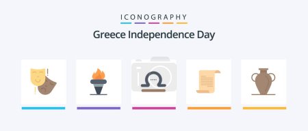 Illustration for Greece Independence Day Flat 5 Icon Pack Including greece. greece. olympic. text. greece. Creative Icons Design - Royalty Free Image