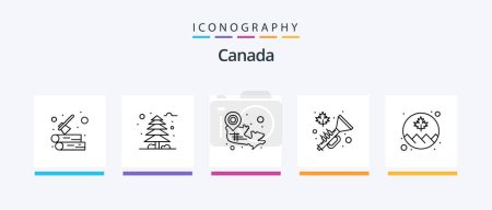 Téléchargez les illustrations : Canada Line 5 Icon Pack Including de. sport. flake. hockey. canada. Creative Icons Design - en licence libre de droit