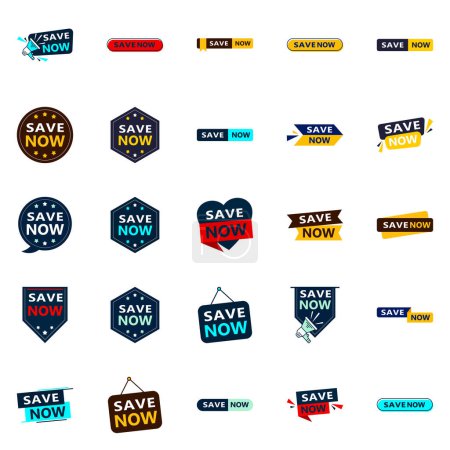 Ilustración de 25 Professional Typographic Designs for a refined saving message Save Now - Imagen libre de derechos