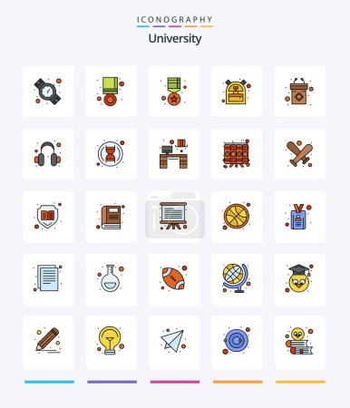 Illustration for Creative University 25 Line FIlled icon pack  Such As presentation. backpack. gold. student. bag - Royalty Free Image