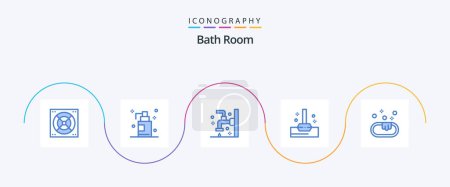 Téléchargez les illustrations : Bath Room Blue 5 Icon Pack Including . clean. cleaning. soap. bath - en licence libre de droit