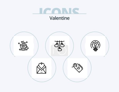 Téléchargez les illustrations : Valentine Line Icon Pack 5 Icon Design. tea. cup. person. women. woman - en licence libre de droit