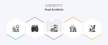 Illustration for Road Accidents 25 FilledLine icon pack including accident. pedestrian. accident. danger. and - Royalty Free Image