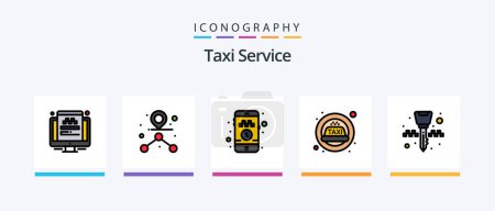 Ilustración de Taxi Service Line Filled 5 Icon Pack Including machine. card. taxi. taxi. ignition key. Creative Icons Design - Imagen libre de derechos