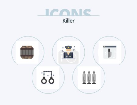 Téléchargez les illustrations : Killer Flat Icon Pack 5 Icon Design. investigation. security. architecture. police. business - en licence libre de droit