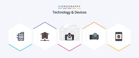 Illustration for Devices 25 FilledLine icon pack including projector. electronics. locked. devices. rocket - Royalty Free Image