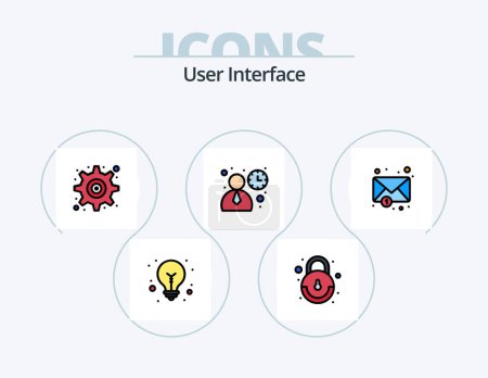 Téléchargez les illustrations : User Interface Line Filled Icon Pack 5 Icon Design. . files. . star - en licence libre de droit