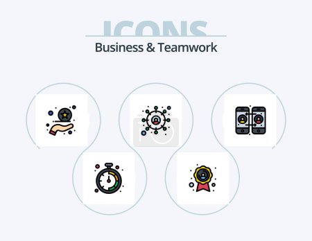 Ilustración de Business And Teamwork Line Filled Icon Pack 5 Icon Design. graph. chart. mobile. calendar. concept - Imagen libre de derechos
