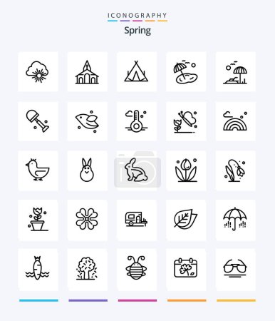 Ilustración de Creative Spring 25 OutLine icon pack  Such As shovel. spring. camp. tree. beach - Imagen libre de derechos
