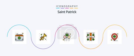 Ilustración de Saint Patrick Line Filled Flat 5 Icon Pack Including day. garland. music. festival. festival - Imagen libre de derechos