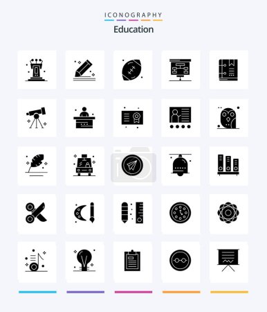 Téléchargez les illustrations : Creative Education 25 Glyph Solid Black icon pack  Such As statistics. graphic. stationery. chart. game - en licence libre de droit