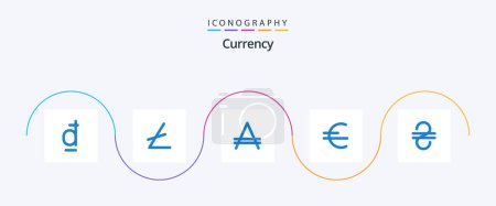 Téléchargez les illustrations : Currency Blue 5 Icon Pack Including . money. argentina. hryvna. currency - en licence libre de droit