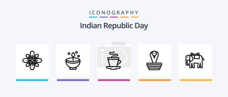 Ilustración de Indian Republic Day Line 5 Icon Pack Including currency. day. crackers. sign. indian. Creative Icons Design - Imagen libre de derechos