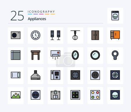 Illustration for Appliances 25 Line Filled icon pack including home. whisk. electric. house. home - Royalty Free Image