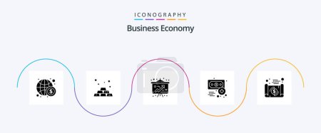 Téléchargez les illustrations : Economy Glyph 5 Icon Pack Including economy. banking. economy. income. economy - en licence libre de droit