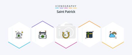 Téléchargez les illustrations : Saint Patrick 25 FilledLine icon pack including joy. fortune. festival. present. gift - en licence libre de droit