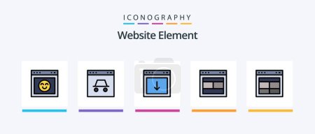 Illustration for Website Element Line Filled 5 Icon Pack Including website. bookmark. website layout. article. web. Creative Icons Design - Royalty Free Image