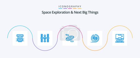 Téléchargez les illustrations : Space Exploration And Next Big Things Blue 5 Icon Pack Including terra. planet. satellite. environment. space - en licence libre de droit