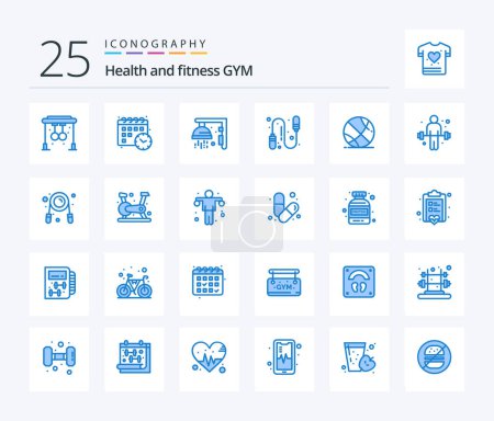 Ilustración de Gym 25 Blue Color icon pack including dumbbell. gym. gym. sport. fitness - Imagen libre de derechos