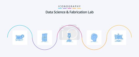 Illustration for Data Science And Fabrication Lab Blue 5 Icon Pack Including hacking. brain. research. steel. fabrication - Royalty Free Image