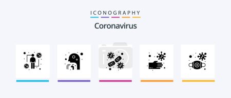 Ilustración de Coronavirus Glyph 5 Icon Pack Including unhealthy. dirty. people. bacteria. virus. Creative Icons Design - Imagen libre de derechos