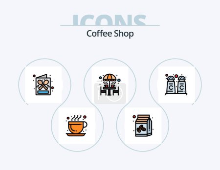 Illustration for Coffee Shop Line Filled Icon Pack 5 Icon Design. coffee. coffee bean. muffin sweet. coffee. bean - Royalty Free Image